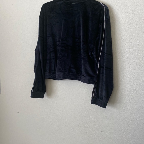 VICTORIAS SECRET WOMENS VELOUR DIAMENTE FULL ZIP TRACK JACKET SZ L  BLACK - Picture 7 of 8